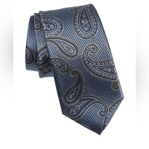 Nordstrom Blue/Gray Paisley Silk Tie 58.5”L X 3.25”W